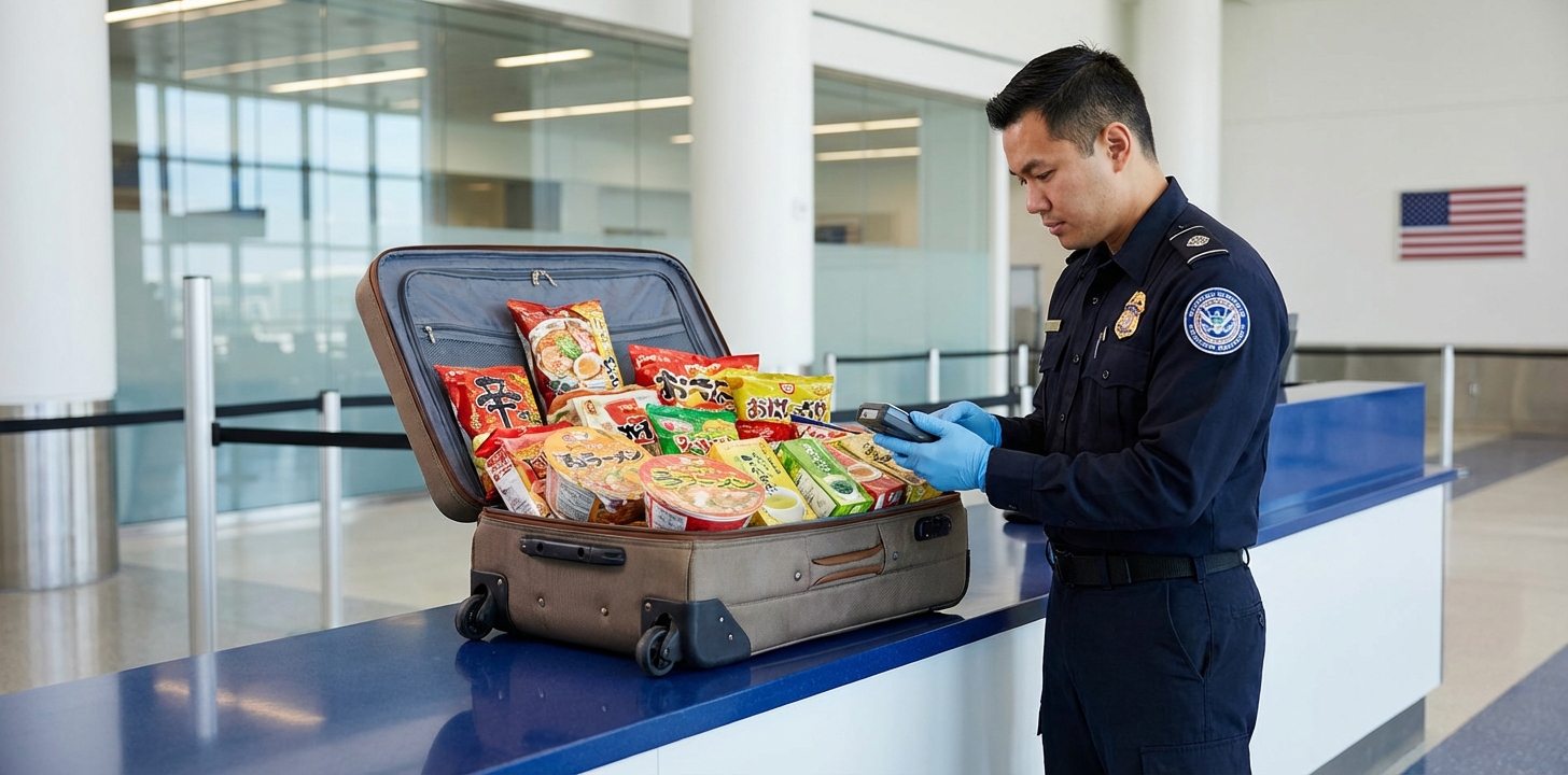 アメリカ税関での食品持ち込みチェックイメージ