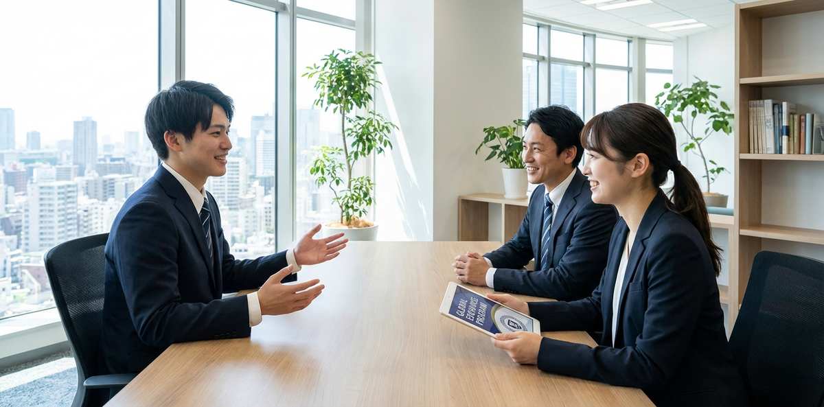 就活面接でガクチカ留学を話す場面