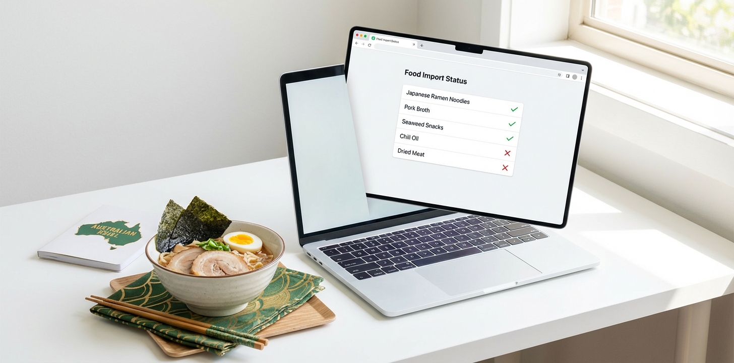 AI禁制品チェックツールでオーストラリア カップ麺 持ち込み可否を確認するイメージ