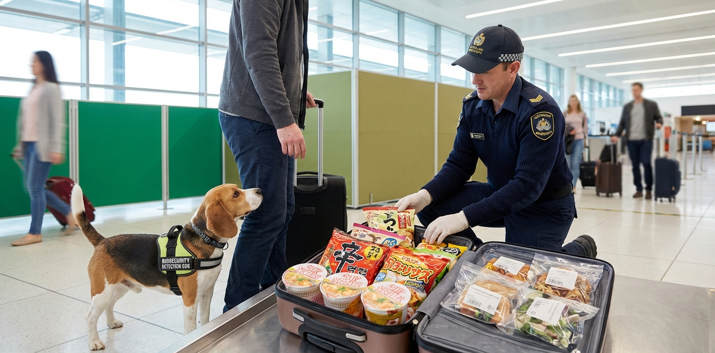 オーストラリア カップ麺 持ち込み 検疫チェックのイメージ