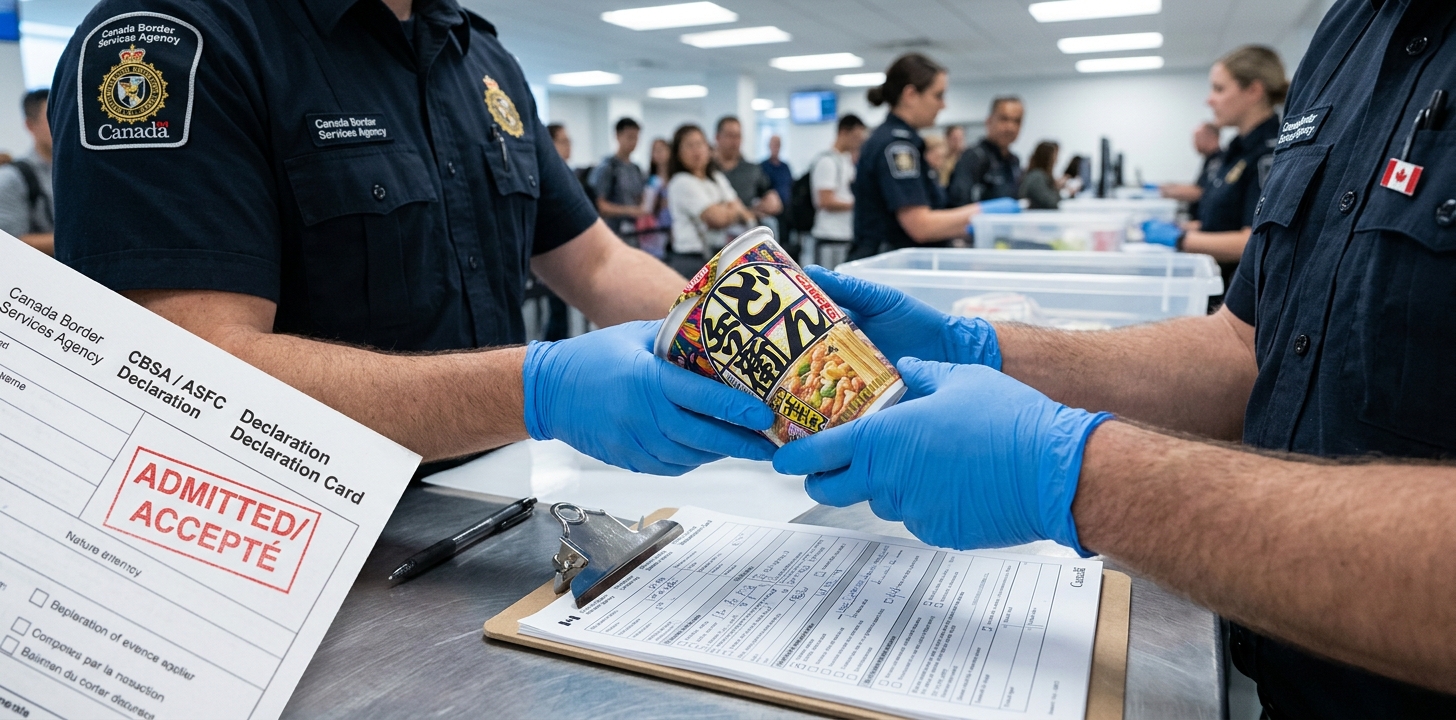 カナダ入国時の税関検査の様子