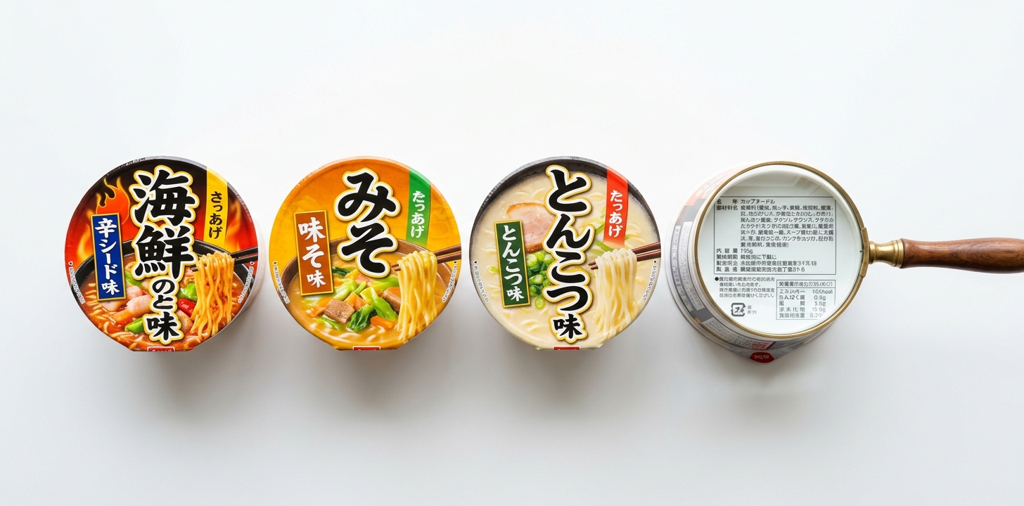 カップ麺の原材料表示を確認する方法