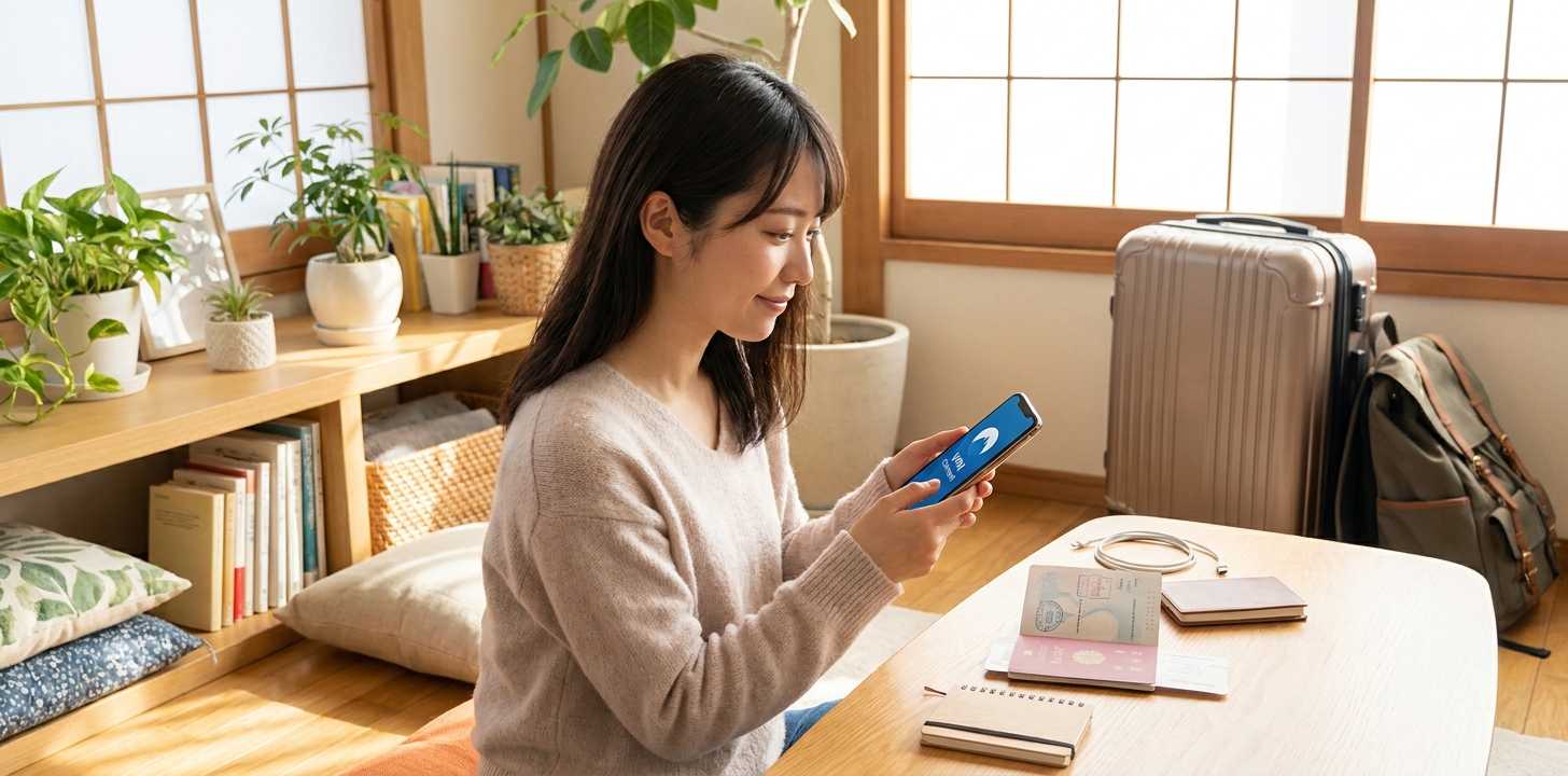 日本でVPNをスマホに設定する人のイメージ