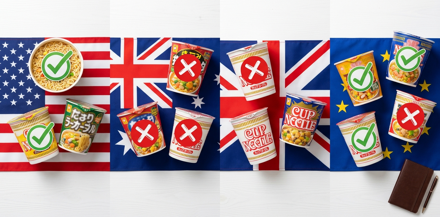 どん兵衛 海外持ち込み 国別ルール アメリカ オーストラリア EU イギリス