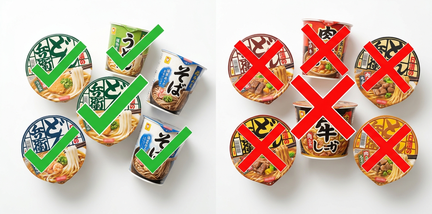 どん兵衛 海外持ち込み OK商品とNG商品の比較