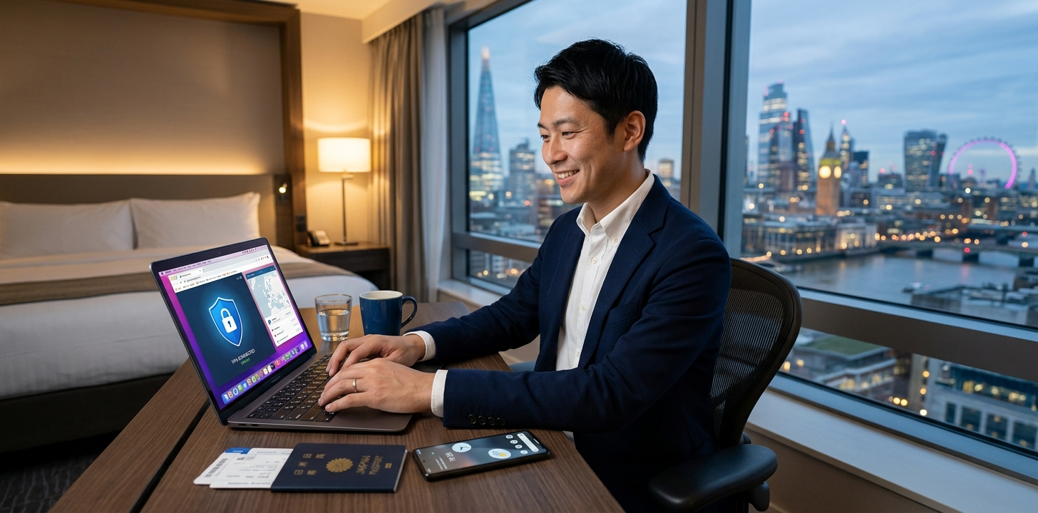 海外赴任でVPNを設定する様子