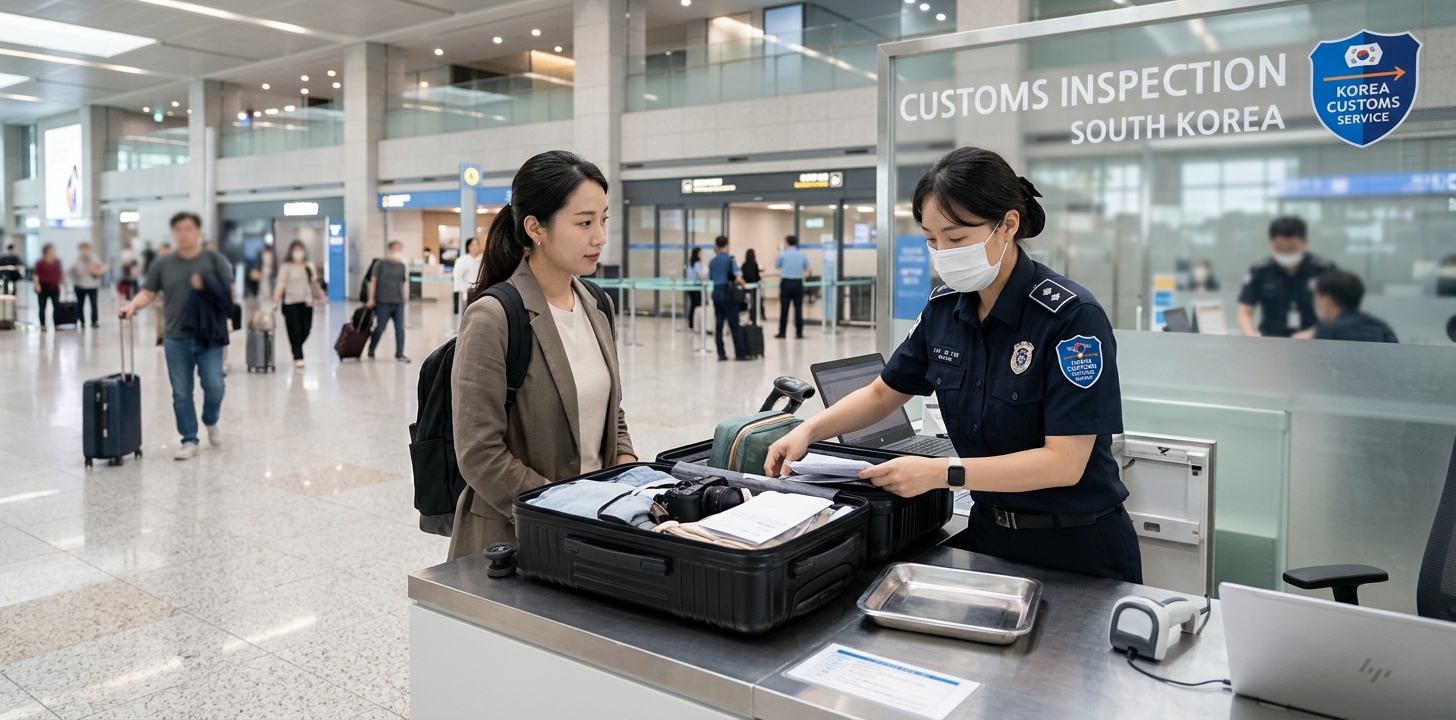 韓国仁川空港の税関検査