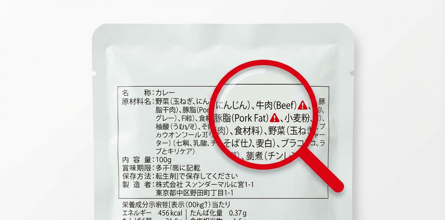 レトルトカレー 原材料ラベル確認 海外持ち込み注意成分