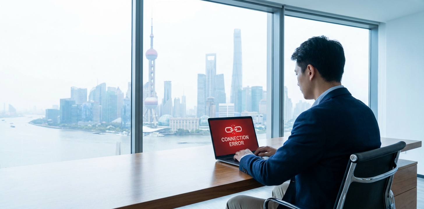 中国でGoogleが使えない状態を示すイメージ