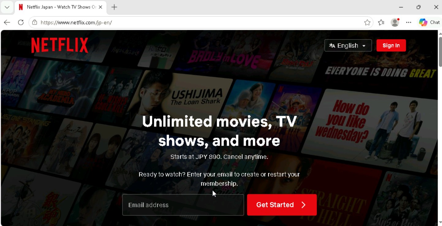 Netflix 実機テストスクリーンショット