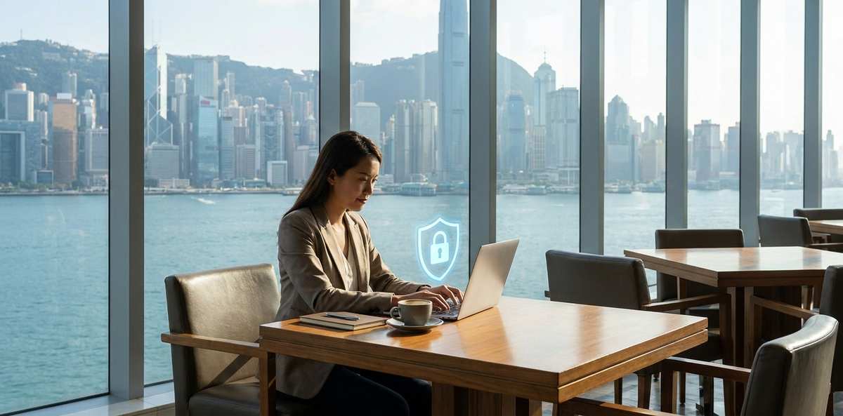 香港でVPNを設定する人のイメージ