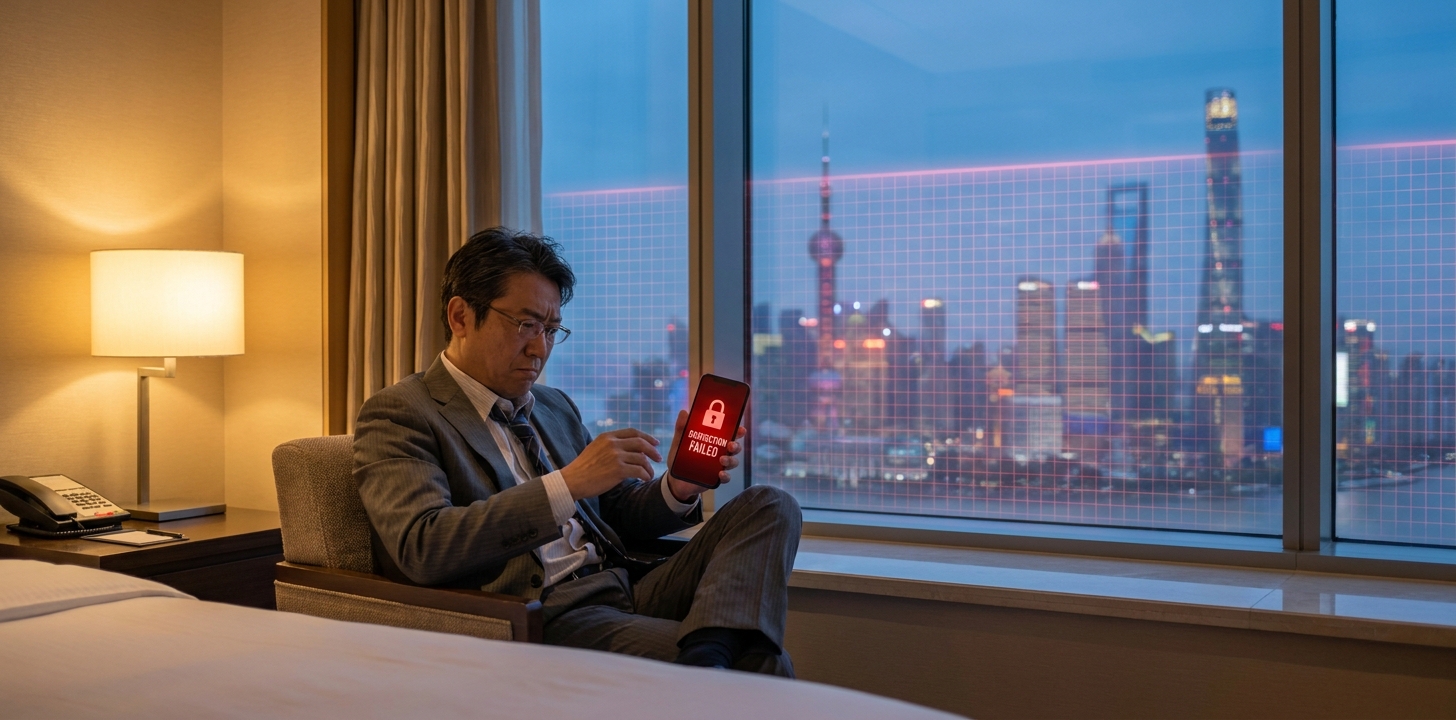 中国でVPNが繋がらず困る人のイメージ