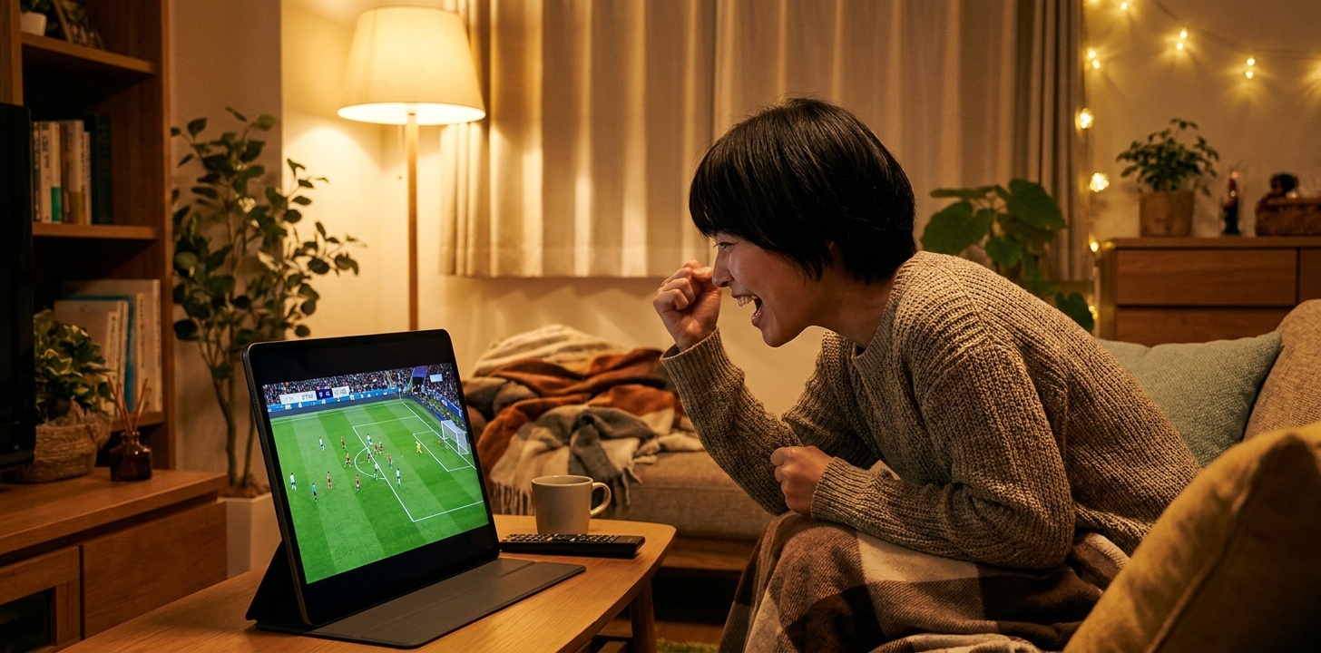 海外でスマホやテレビでABEMAのスポーツ中継を楽しむ人