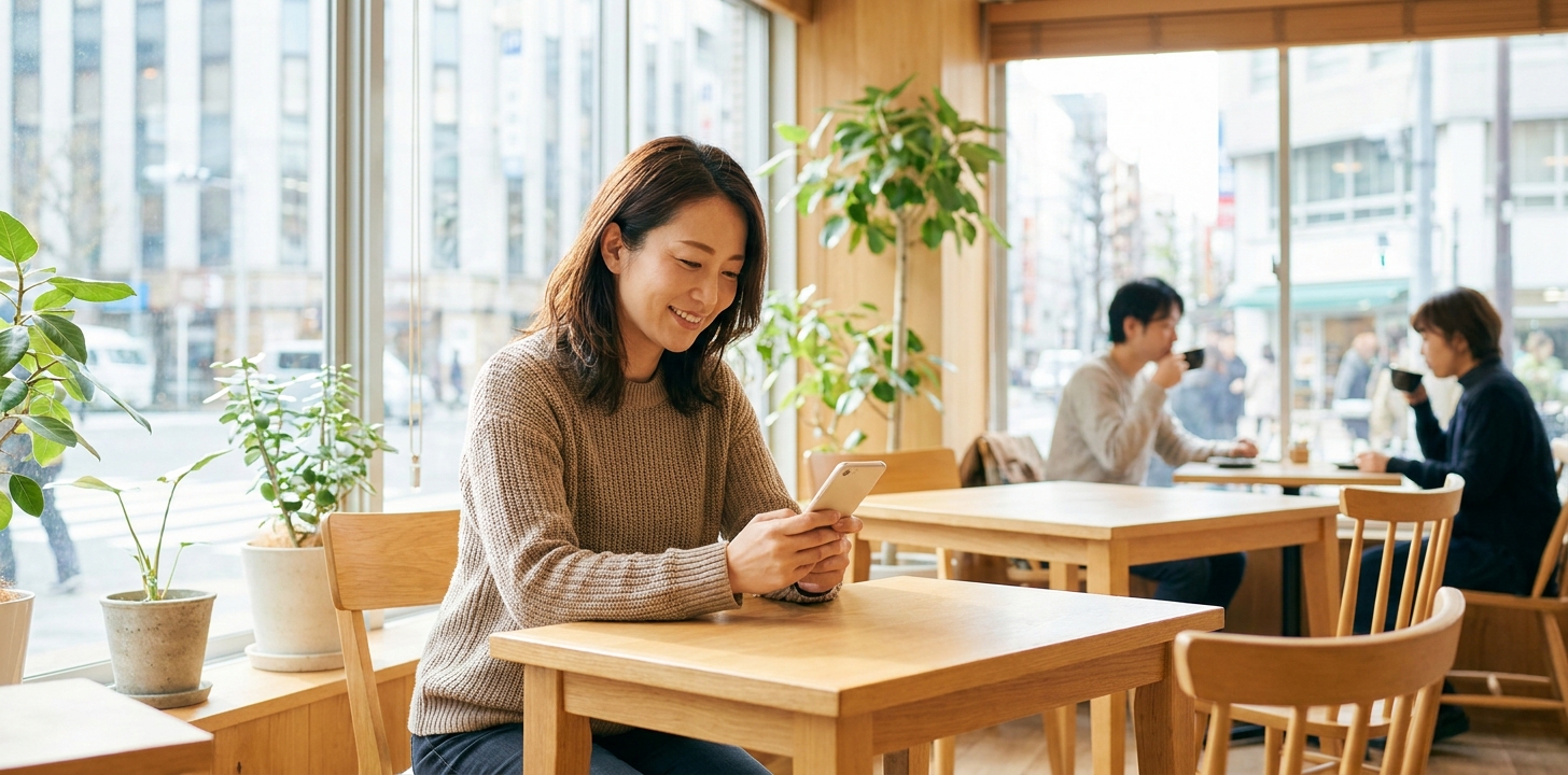 信頼できる有料VPNを選んで安心してスマホを使う様子