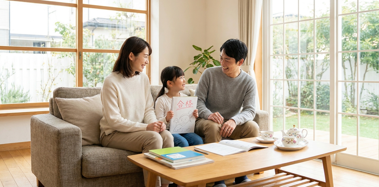 受験対策を続けて自信をつけた帰国子女の子供と家族