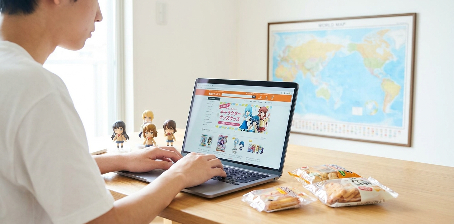 A person ordering Japanese collectible goods online from overseas