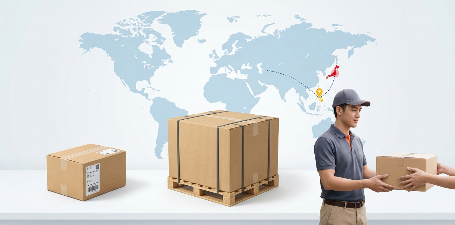 フィリピンへ荷物を送る3つの方法（EMS・船便・輸送代行）のイメージ