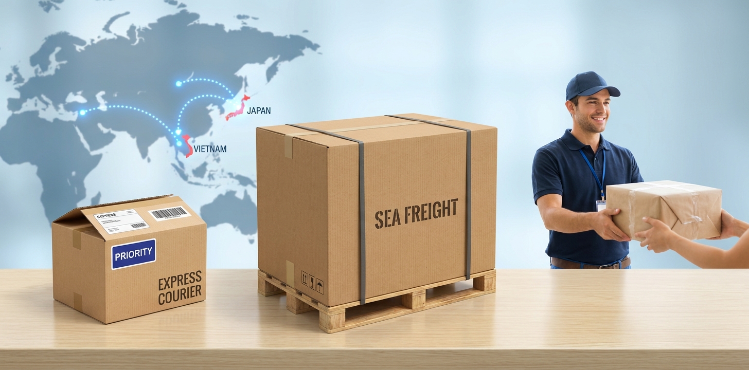 ベトナムへ荷物を送る3つの方法(EMS・船便・輸送代行)のイメージ
