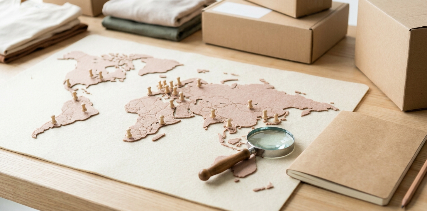世界地図と国ごとに異なる発送ルールを表すイメージ